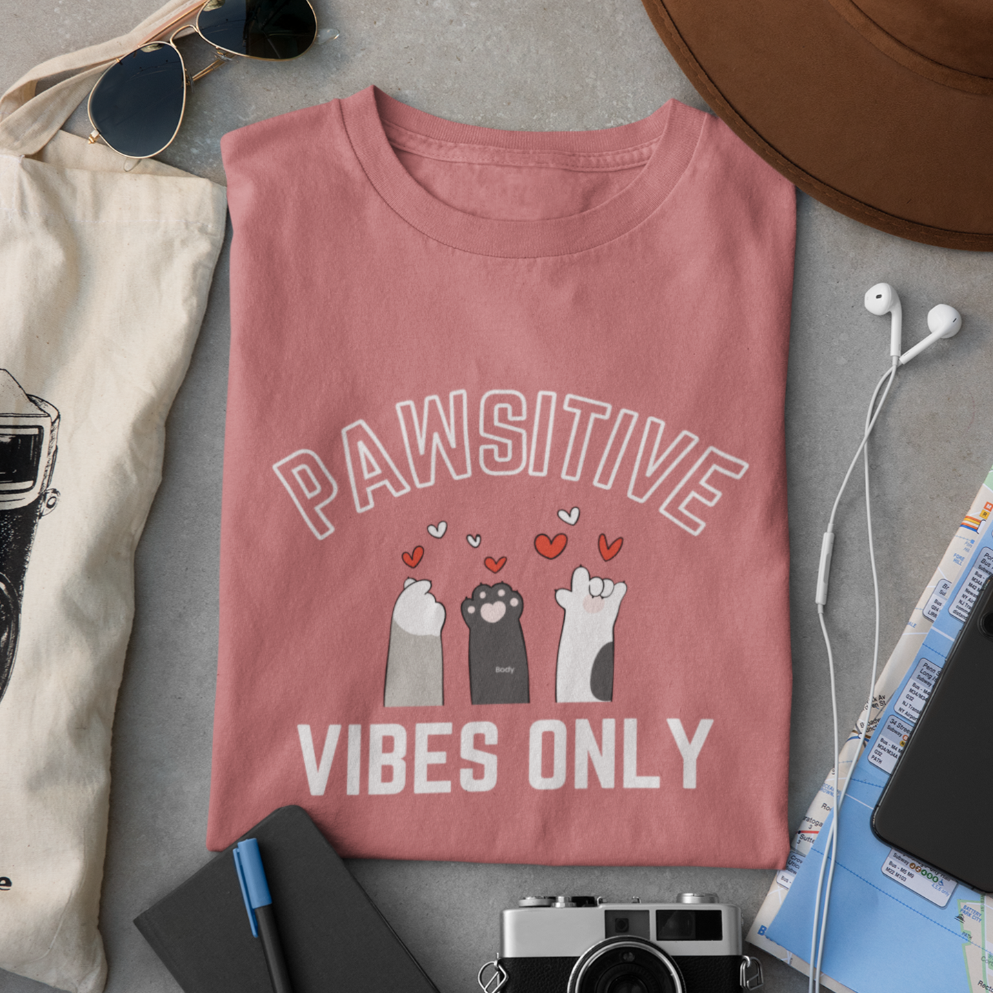 Pawsitive Vibes Only Unisex Tshirt | The Ameowzing Collection